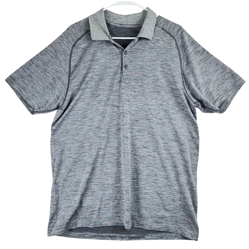Lululemon‎ Metal Vent Tech Polo Shirt Mens Large Gray Heathered Active Training